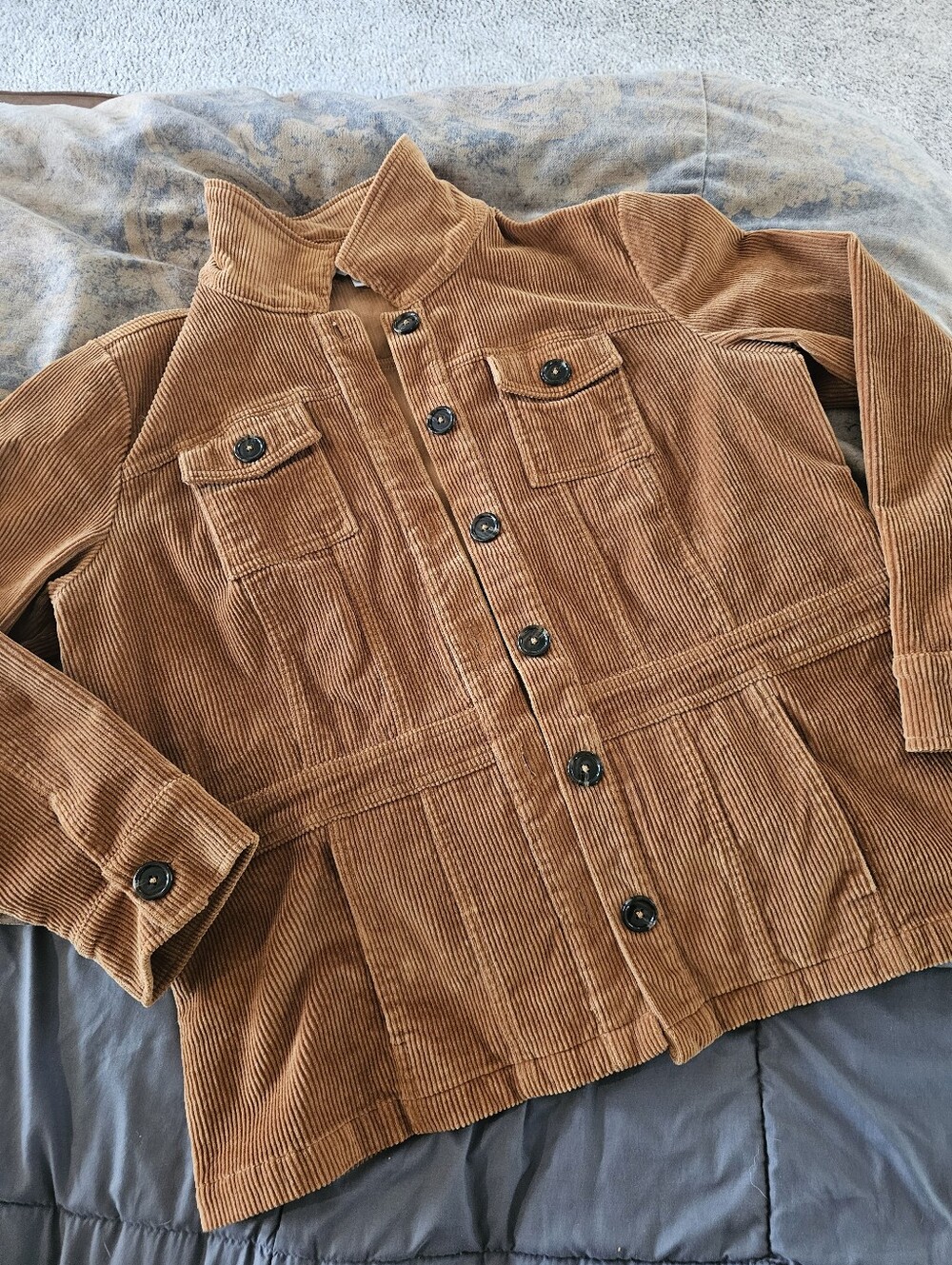 Christopher & Banks Corduroy Shacket Jacket Tan Camel Brown XL Stretch Utility